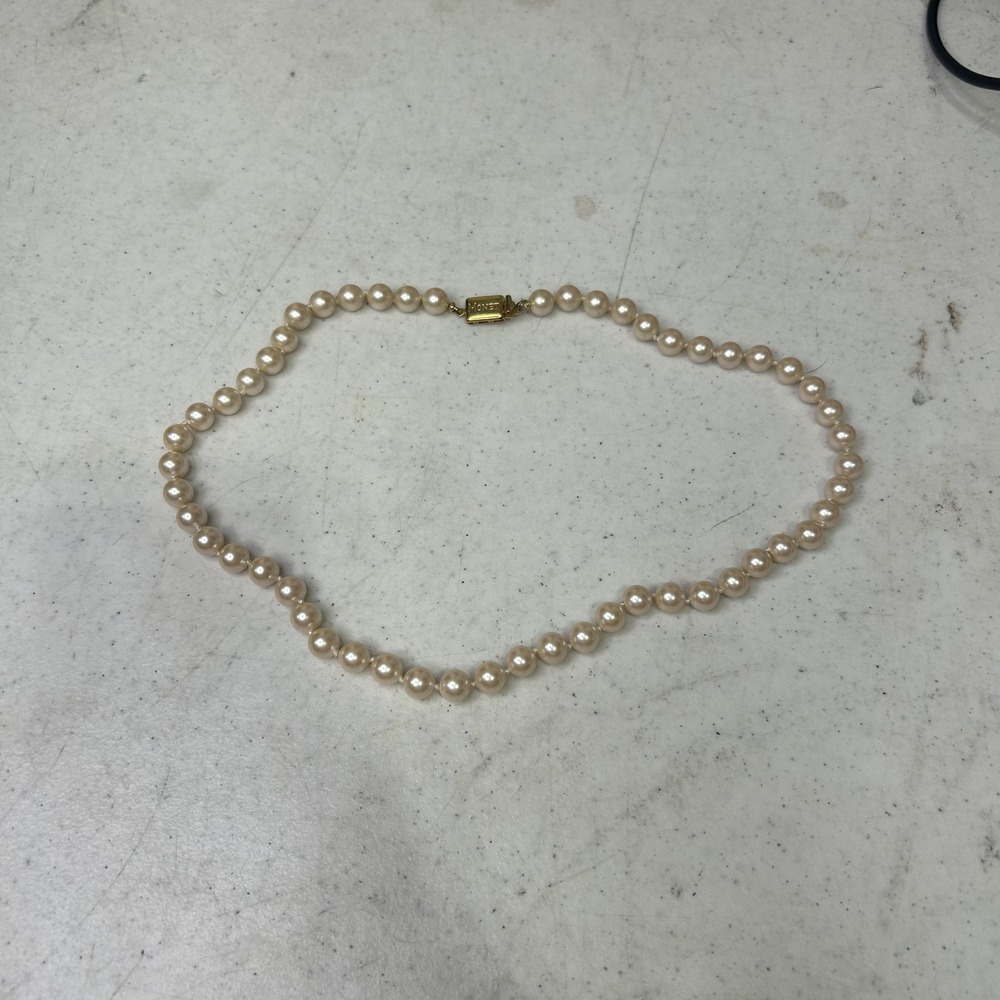 Lot of 2 Monet Faux Pearl Necklaces Gold Tone Clasp Cream Jewelry Set